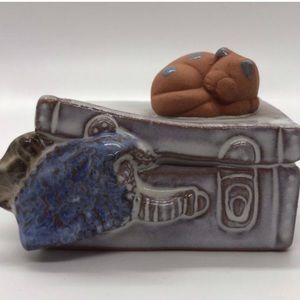 Rosenthal Netter Sleeping Cat on Suitcase Figurine